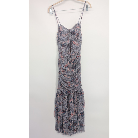 NWT MISA MISA LOS ANGELES Halter-Neck Mesh Midi Dress Size XS Blue #MB446 - Picture 2 of 11